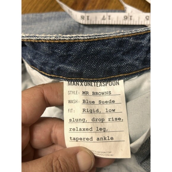 NWT Man X One Teaspoon 32R Mr Browns Blue Suede Paint Splatter Distressed Jeans - Picture 8 of 10